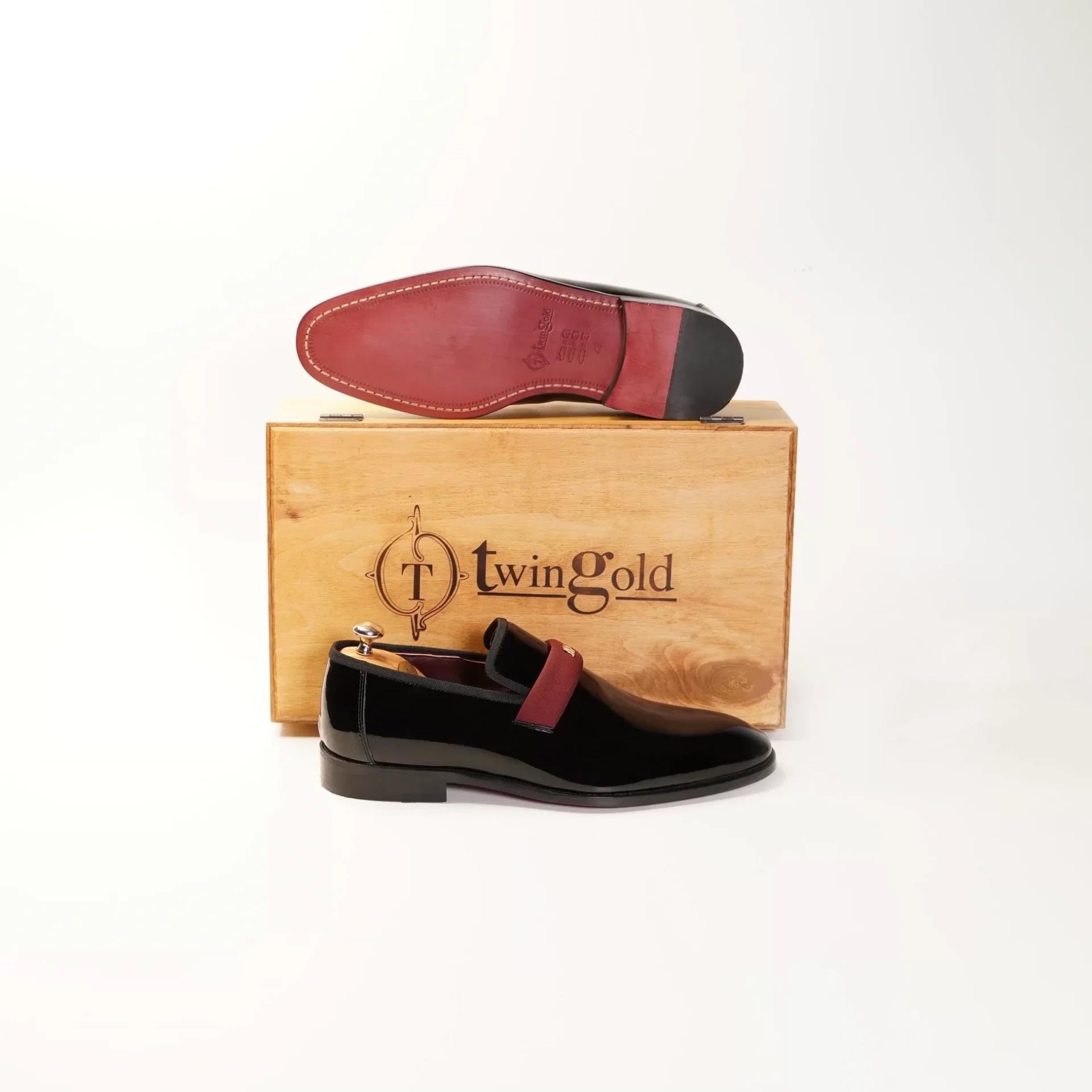 İsme Özel Smokin Salon Erkek Ayakkabısı - %100 Hakiki Deri - Gümüş Harf - AA01016 - Bordo