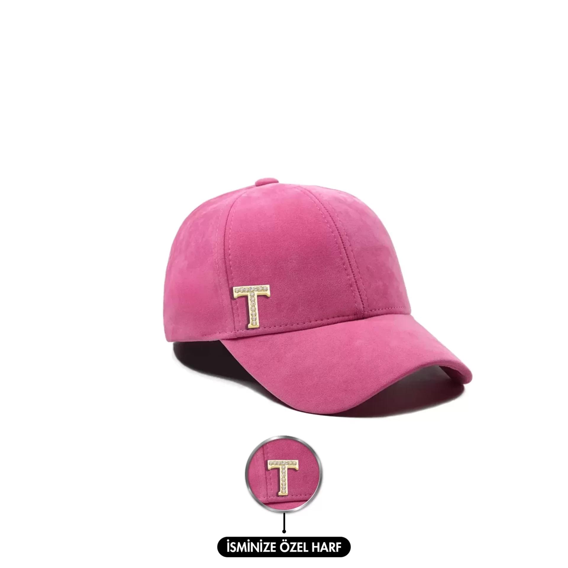 İsme Özel Süet Kep Şapka - AB01013 - Pembe