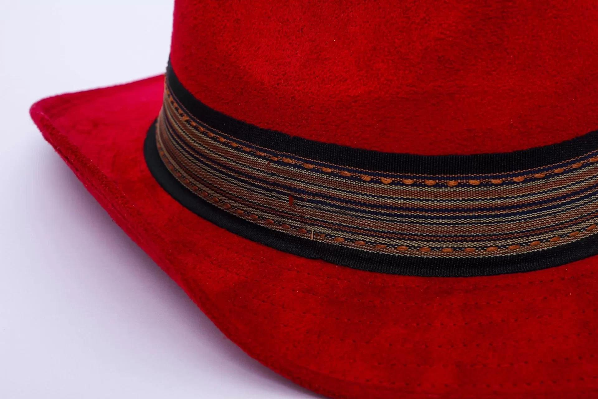 İsme Özel Süet Kovboy Fötr Şapka - AB01007 - Bordo
