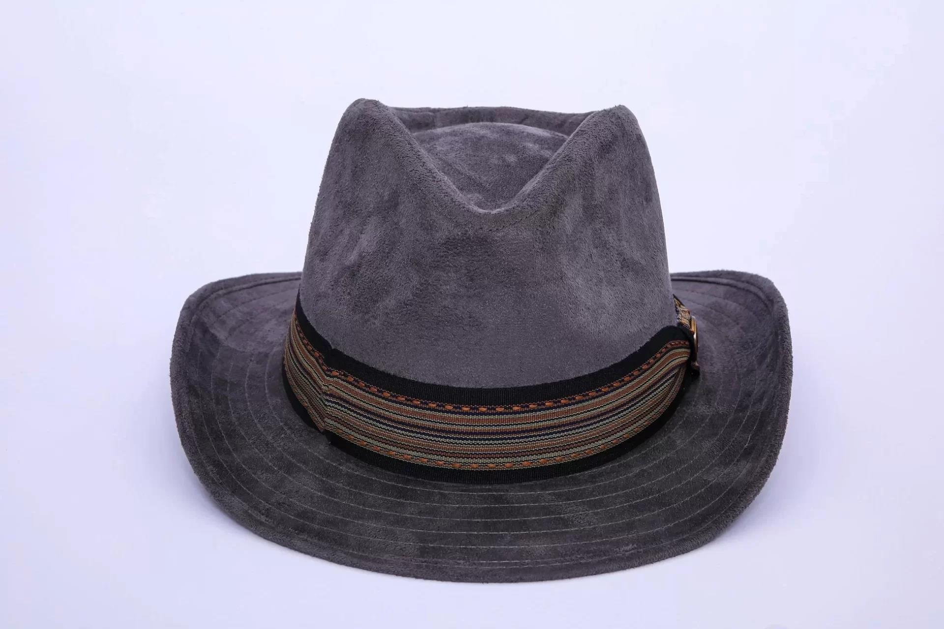 İsme Özel Süet Kovboy Fötr Şapka - AB01007 - Gri