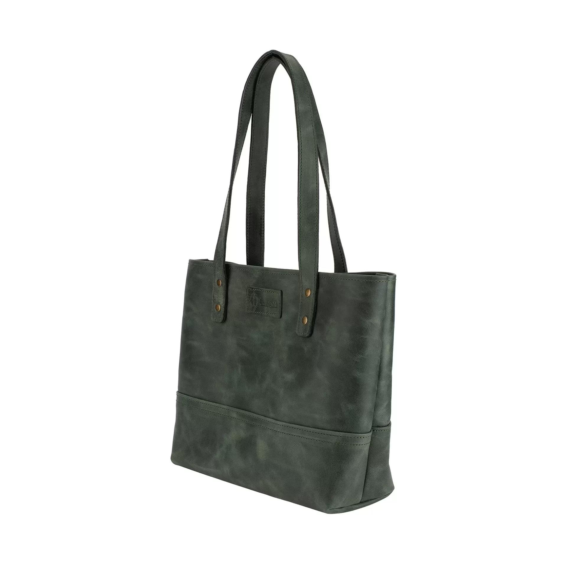 İsme Özel Tote Bag El Omuz Çantası - %100 Rainbow Deri - AC03003 - Haki