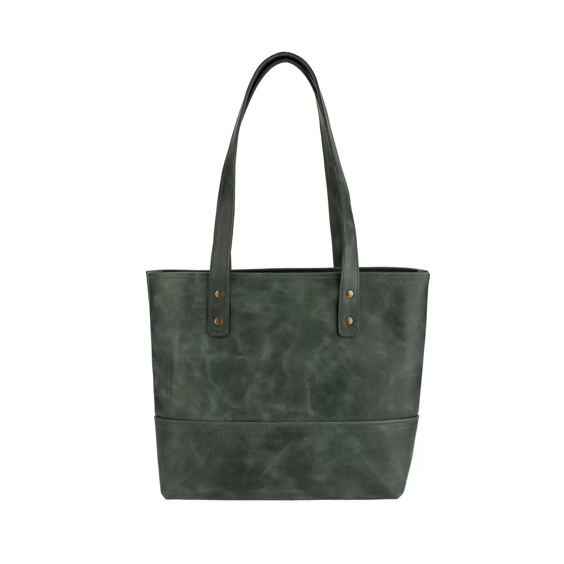 İsme Özel Tote Bag El Omuz Çantası - %100 Rainbow Deri - AC03003 - Haki