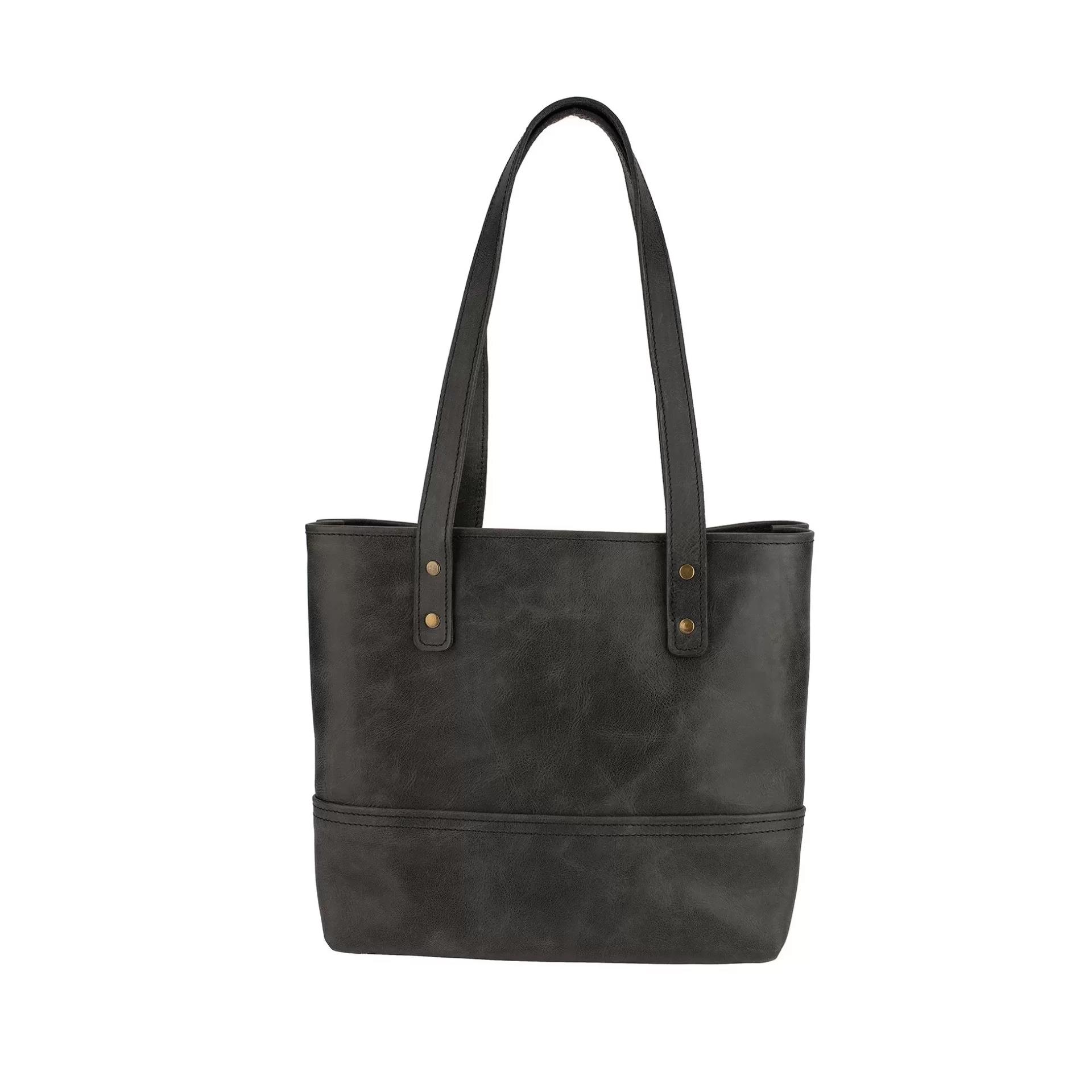 İsme Özel Tote Bag El Omuz Çantası - %100 Rainbow Deri - AC03003 - Antrasit