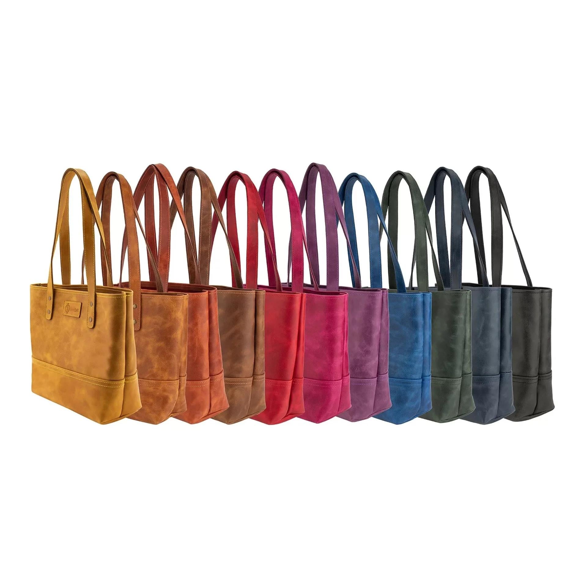 İsme Özel Tote Bag El Omuz Çantası - %100 Rainbow Deri - AC03003 - Kırmızı