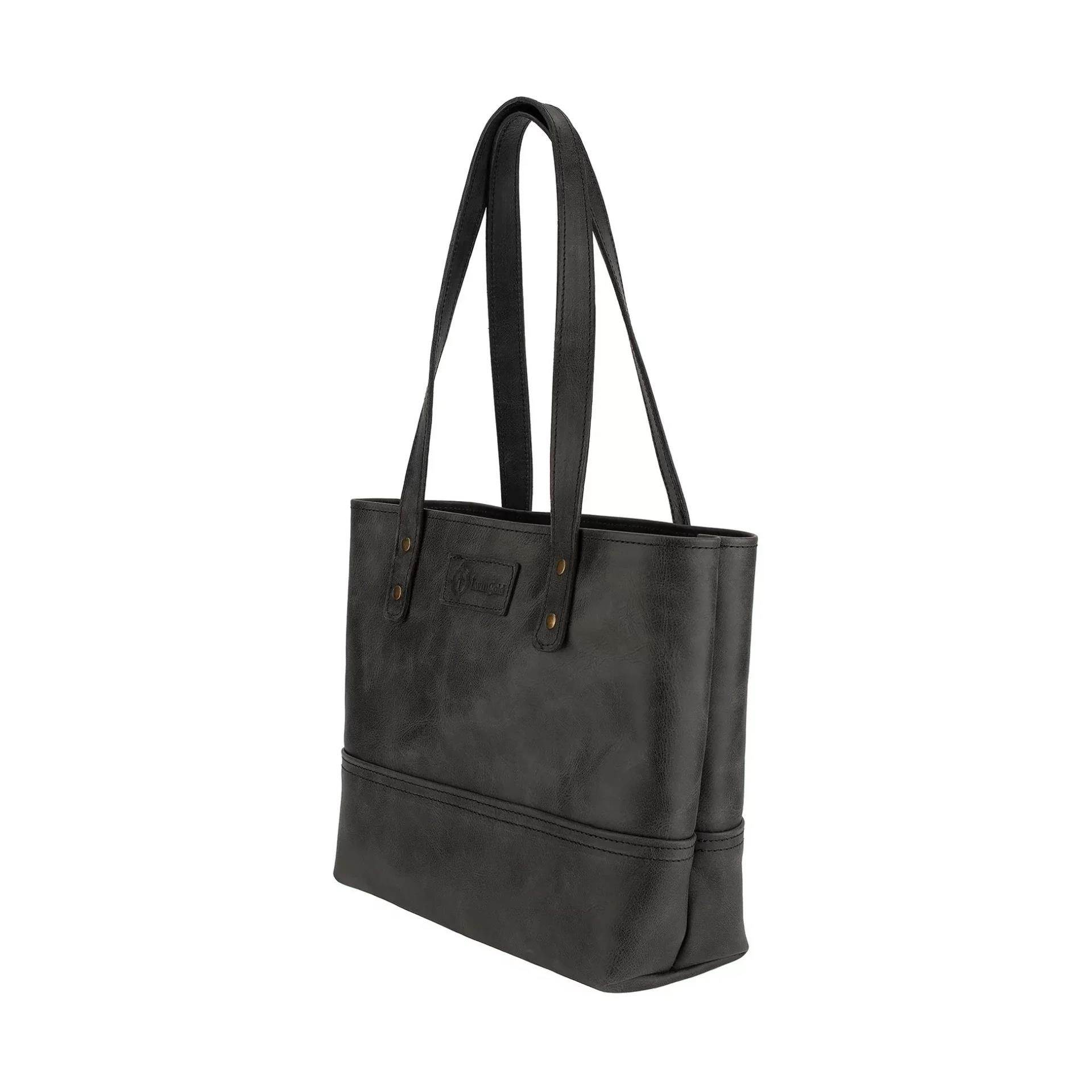 İsme Özel Tote Bag El Omuz Çantası - %100 Rainbow Deri - AC03003 - Antrasit