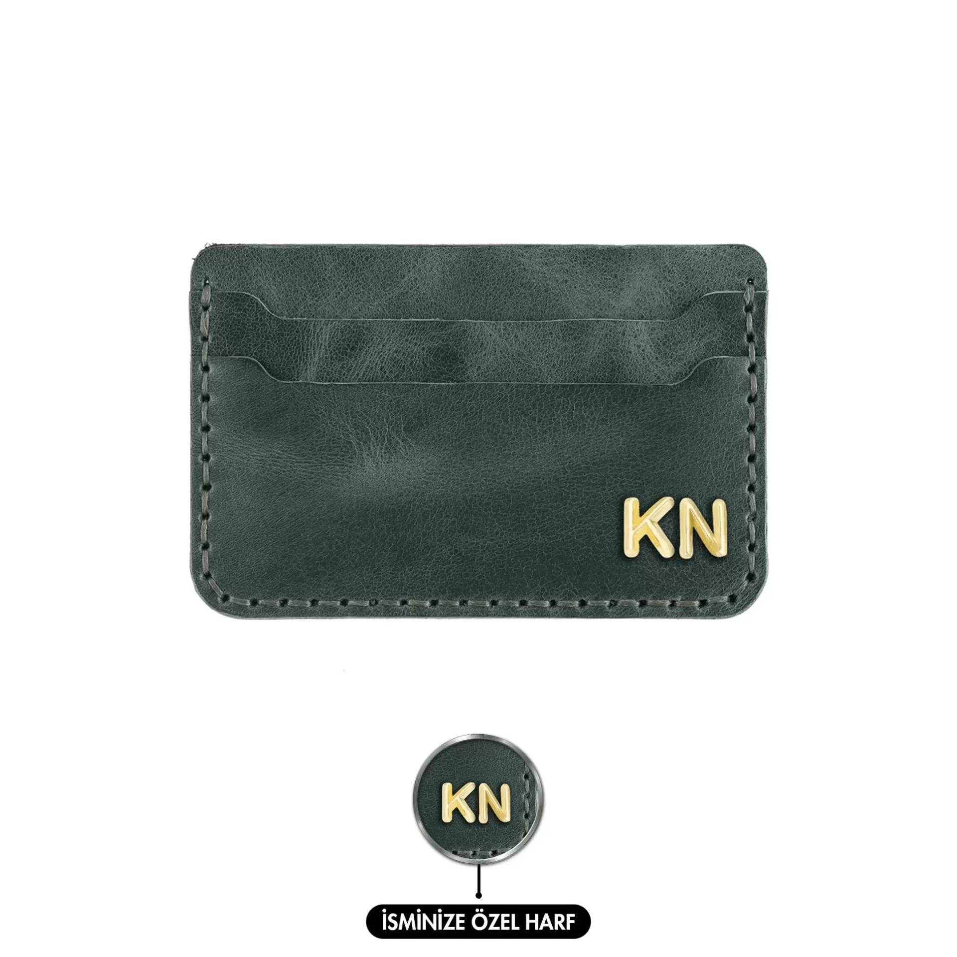 İsme Özel Yatay Kartlık - %100 Rainbow Deri - A011001 - Haki