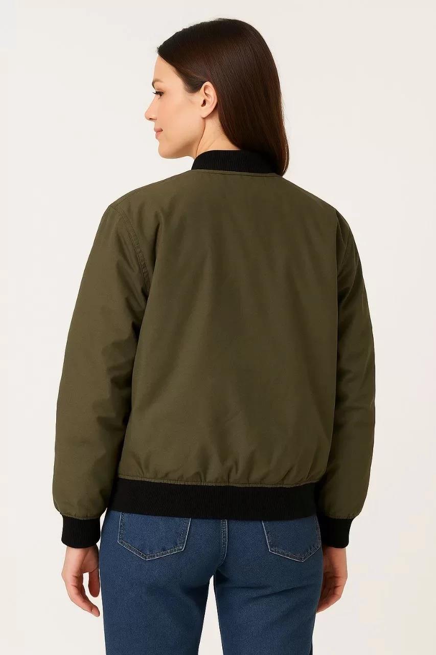 Kadın Bomber Mont Ceket – Fermuarlı, Kapitone İçi Astarlı, Su İtici Kumaş, Regular Fit, Yandan Cepli, Günlük Bahar & Kış Şık Rahat Stil - Haki