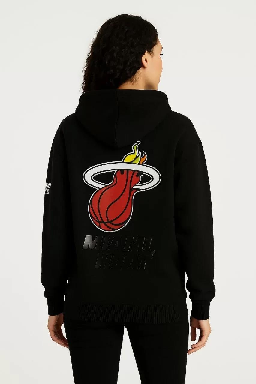 Kadın Üç İplik Kapüşonlu Ön ve Arka Baskılı SweatShirt hoodie - Siyah