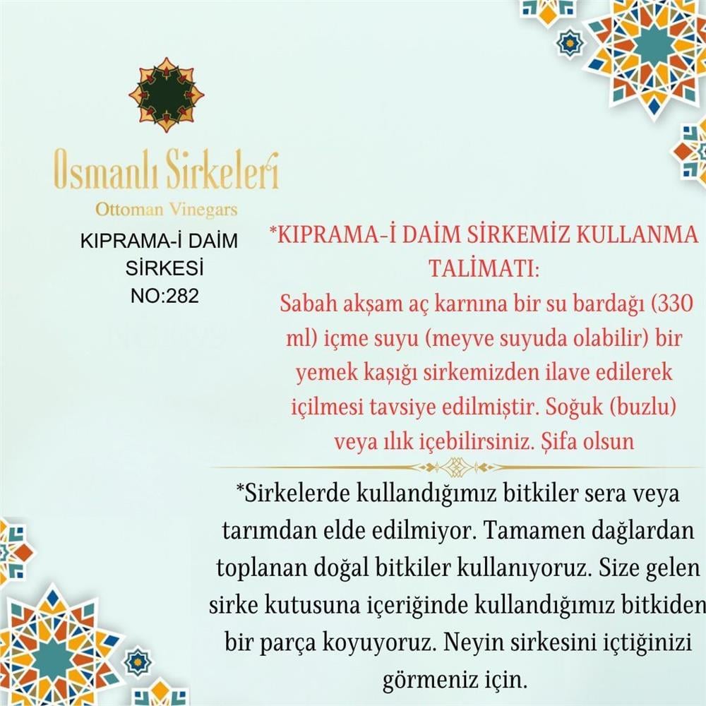 Karışım İnfüzyon - 04. Kıprama-i Daim Sirkesi  - 500 ml