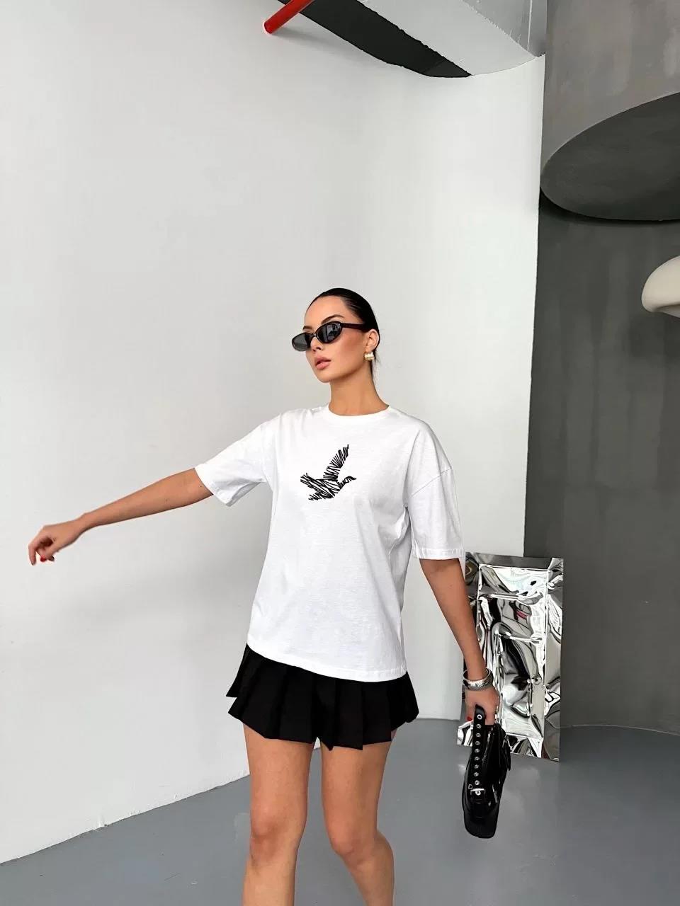 Kısa Kol Baskılı T-shirt - Beyaz