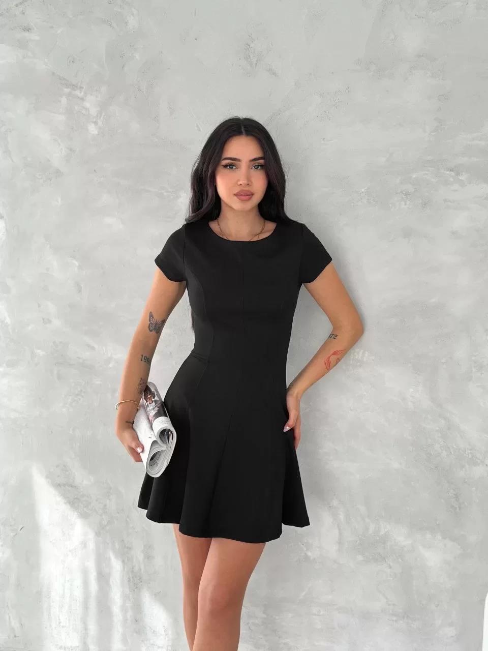 kısa kollu Mini Elbise - Siyah