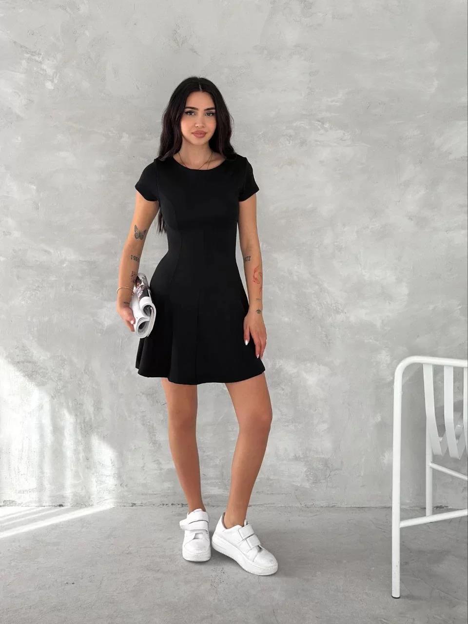 kısa kollu Mini Elbise - Siyah