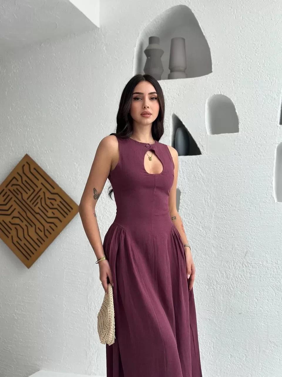 Kolsuz Uzun Kabardin Elbise - Bordo