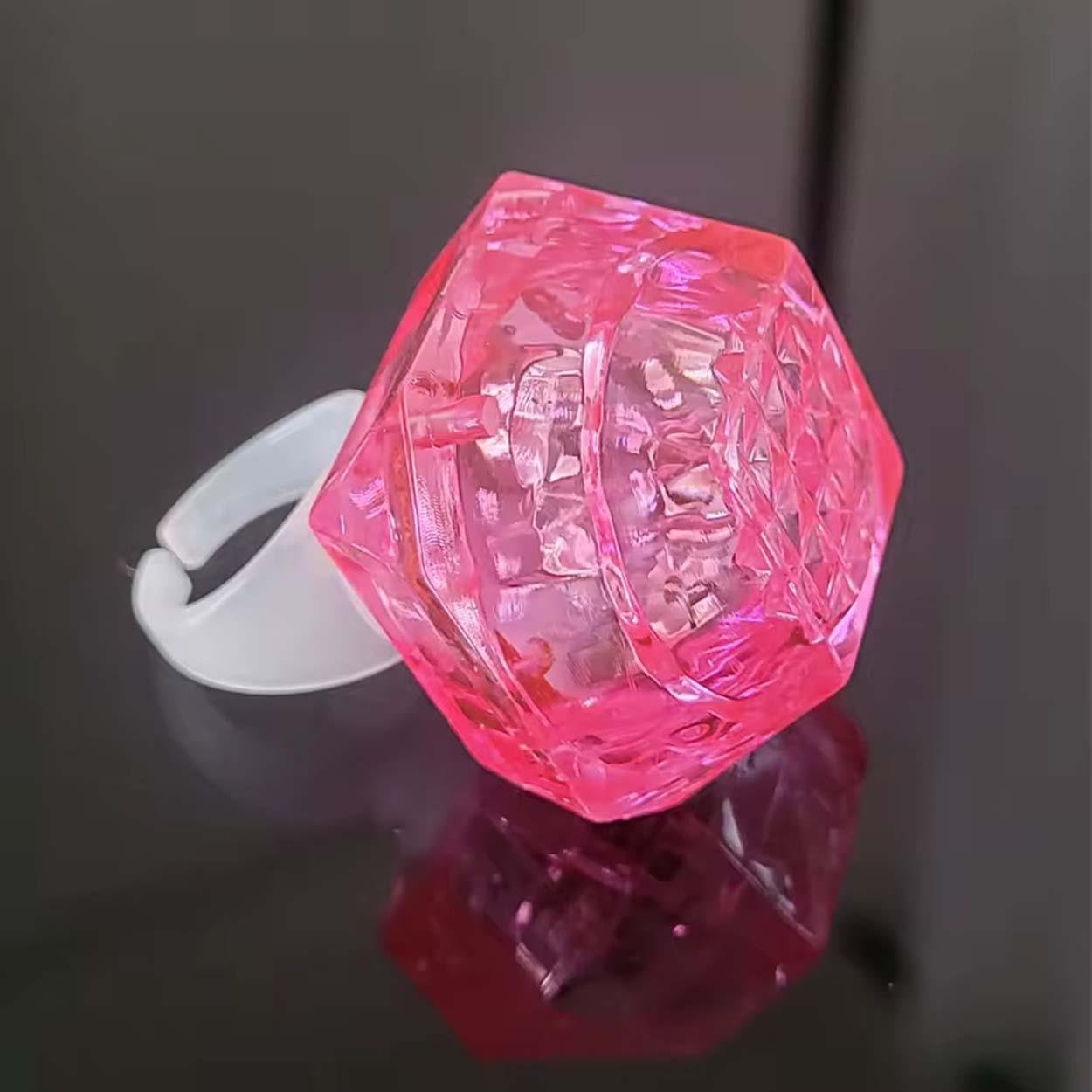 Kristal Tasarımlı Led Işıklı Pembe Yüzük