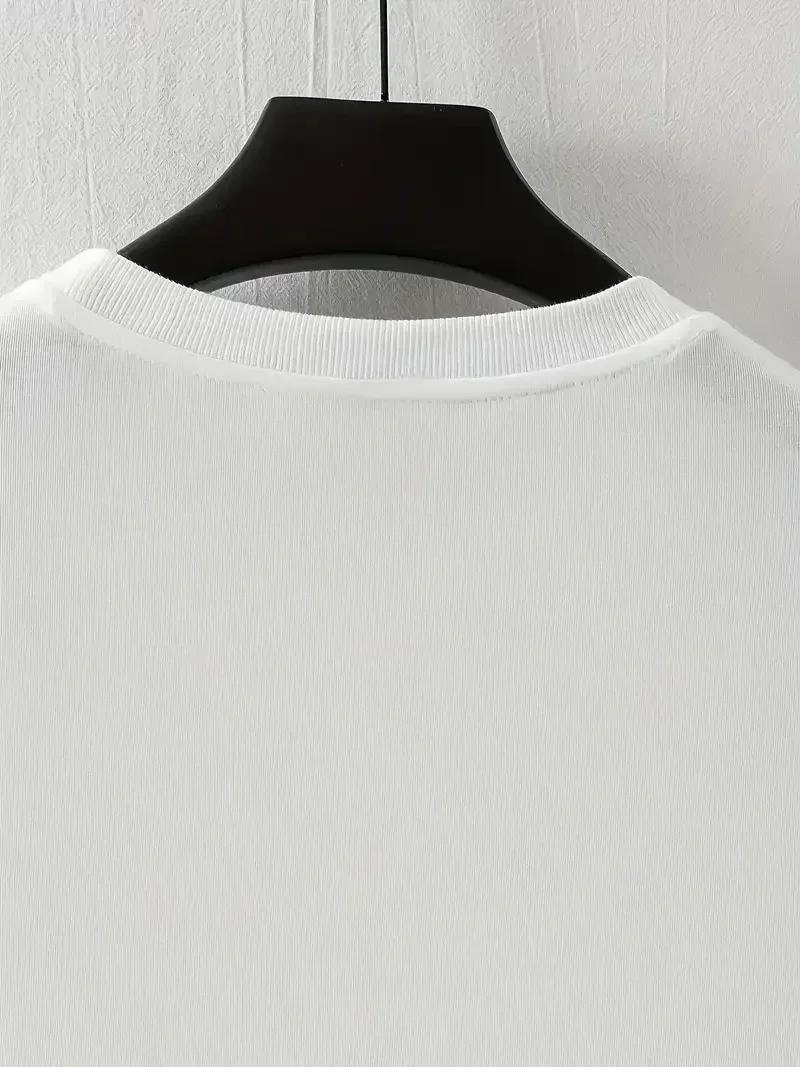 LB Baskılı Ön Arka Oversize Bisiklet Yaka Kısa Kol T-shirt - Beyaz