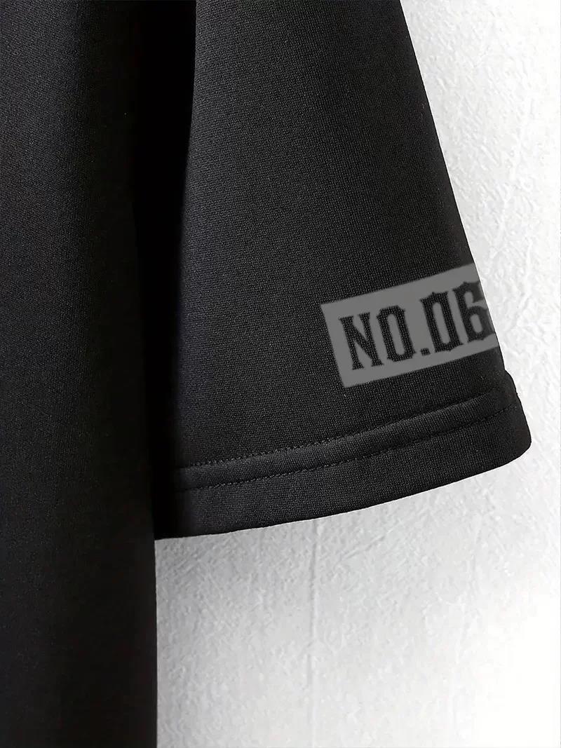 LB Ön Arka Baskılı Oversize Bisiklet Yaka Yazlık T-shirt - Siyah