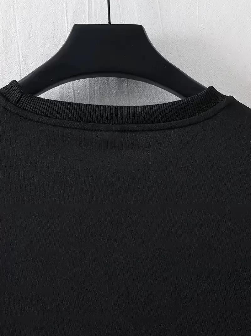 LB Ön Arka Baskılı Oversize Bisiklet Yaka Yazlık T-shirt - Siyah