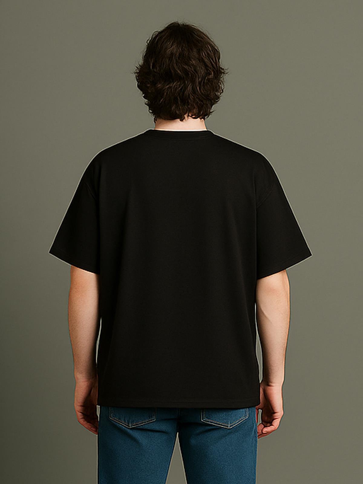 O Yaka Kısa Kollu % 100 Pamuk Oversize Tişört - (S-XL) - UT01001 - Siyah