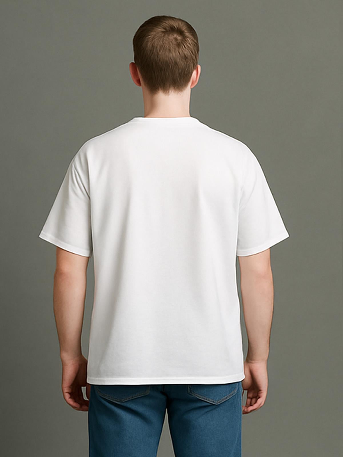 O Yaka Kısa Kollu % 100 Pamuk Oversize Tişört - (S-XL) - UT01001 - Beyaz