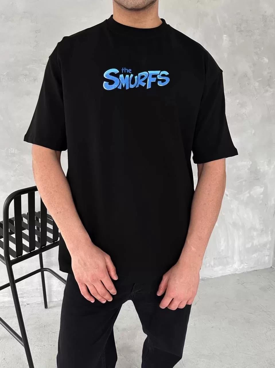 Ön ve Arka Baskılı Oversize Bisiklet Yaka T-shirt- Siyah