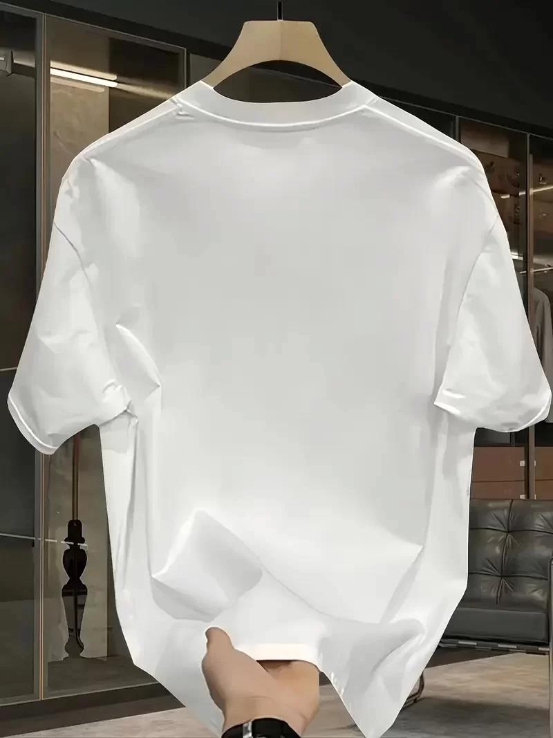 Pembe Panter Baskılı Erkek Oversize Günlük Kısa Kollu Tişört İlkbahar ve Yaz için Mükemmeldir - Beyaz