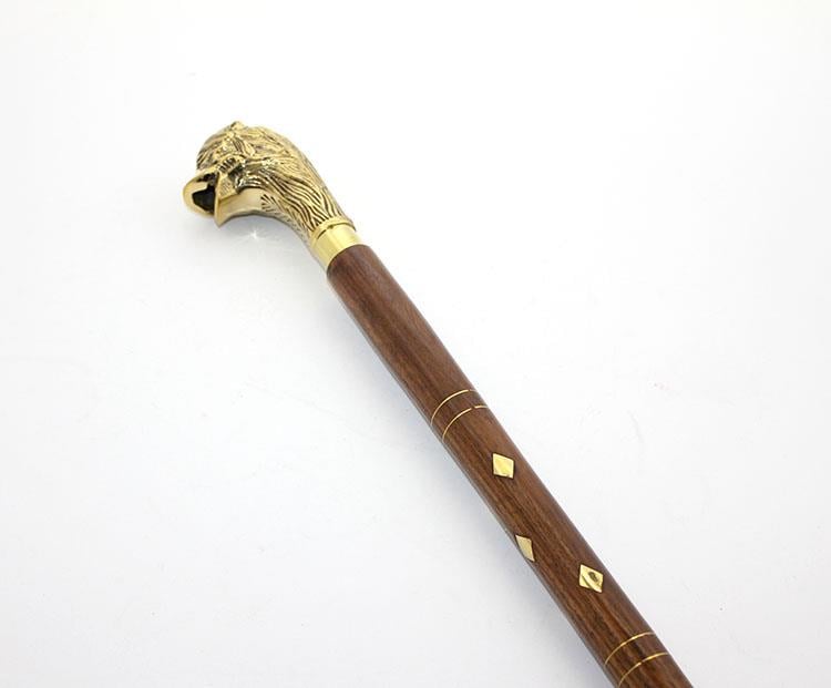 Pirinç Aslan Büstü Baston Model 2