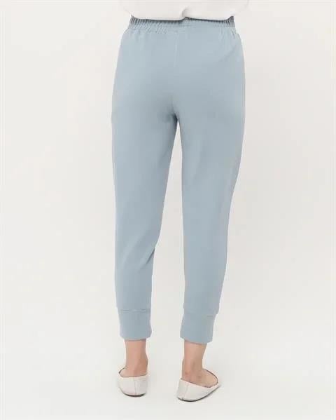 Step Paçası Manşetli Beli Lastikli Pantolon - (38-46) - 71125 - Buz Mavisi
