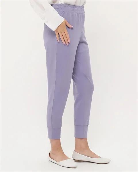 Step Paçası Manşetli Beli Lastikli Pantolon - (38-46) - 71125 - Lila
