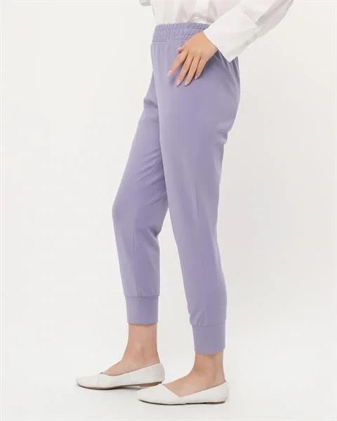 Step Paçası Manşetli Beli Lastikli Pantolon - (38-46) - 71125 - Lila