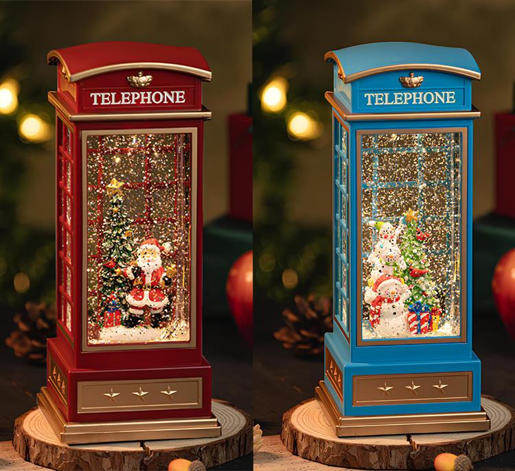 Telefon Kulübeli Işıklı Müzikli Kar Küresi Alk1829