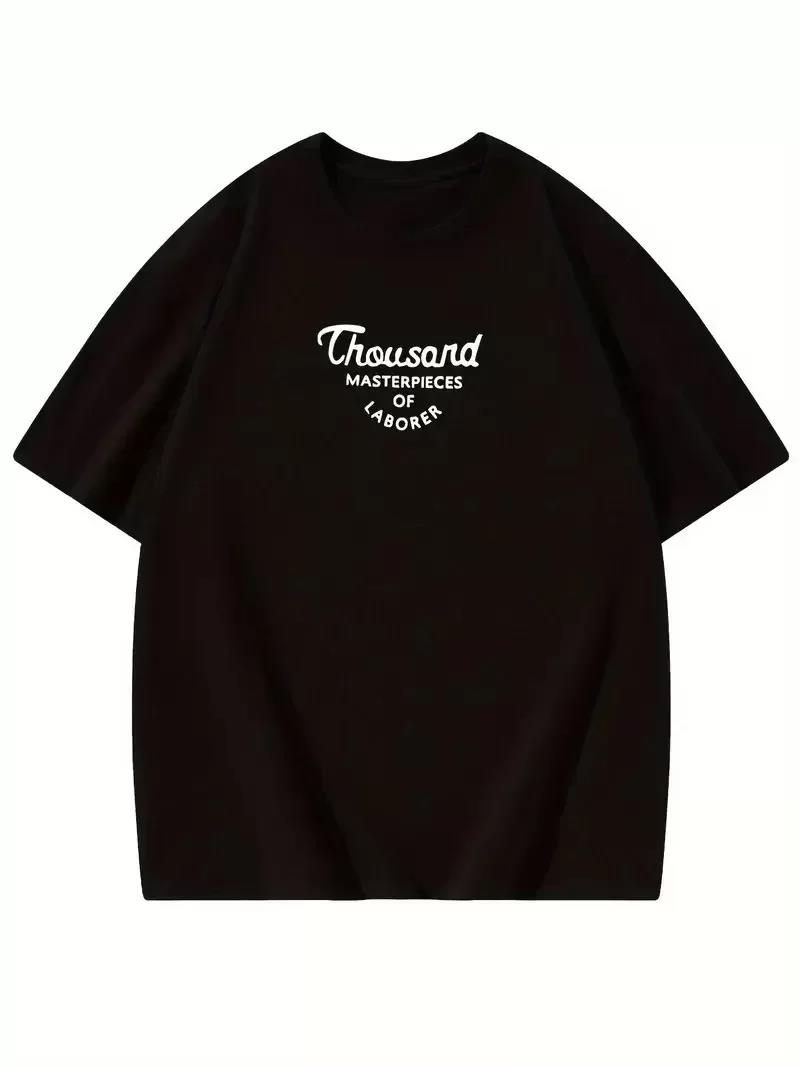 Thousand Ön Arka Baskılı Oversize Bisiklet Yaka T-shirt - Siyah
