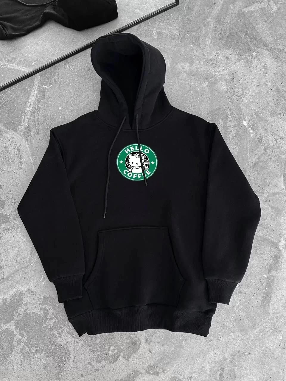 Üç İplik Penye Uzun Kol Kapüşonlu SweatShirt - Siyah
