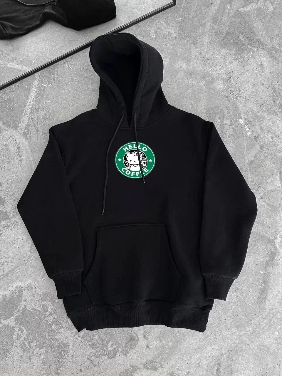 Üç İplik Penye Uzun Kol Kapüşonlu SweatShirt - Siyah
