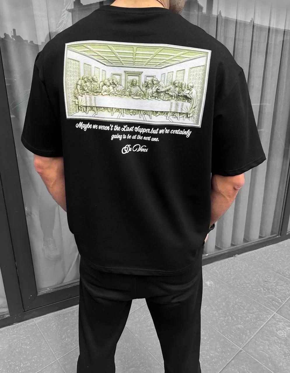 Unisex Baskılı Oversize T-Shirt - Siyah