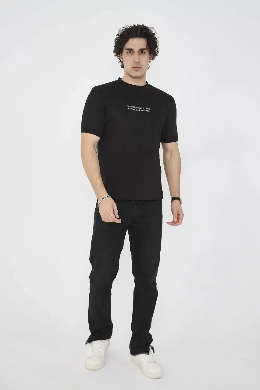 Unisex Bisiklet Yaka Slim fit T-Shirt- Siyah