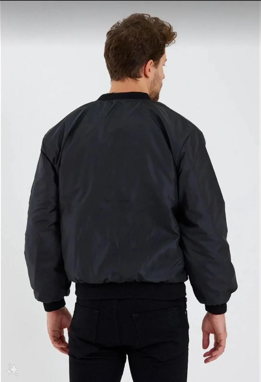 Unisex Siyah Bomber Mont – Su İtici Kumaş, Kapitone Astarlı, Fermuarlı ve Günlük Kullanıma Uygun Ceket- Siyah