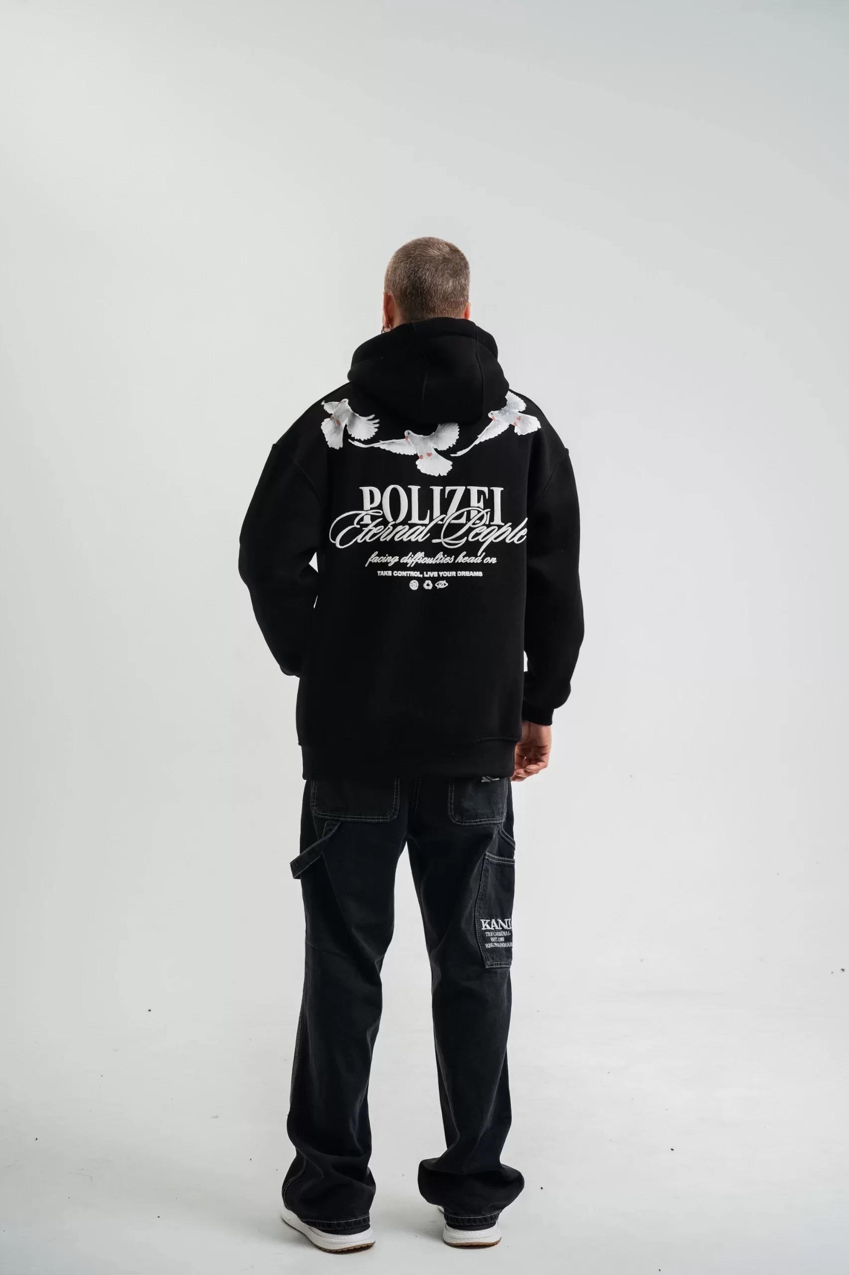 Unisex Uzun Kol Bisiklet Yaka Yıkamalı SweatShirt - Siyah