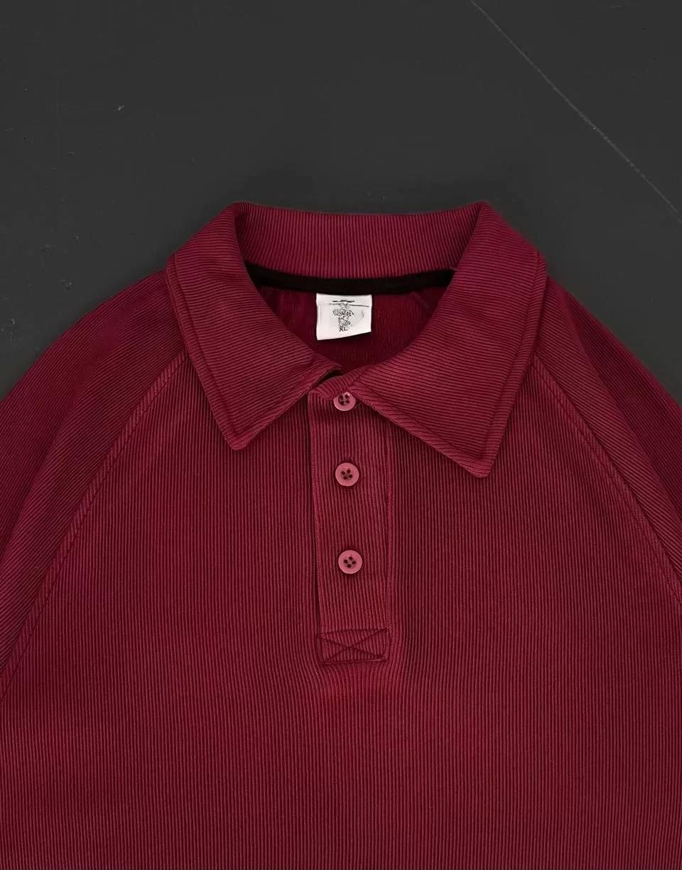 Yakalı Patlı Kısa Kol T-shirt - Bordo