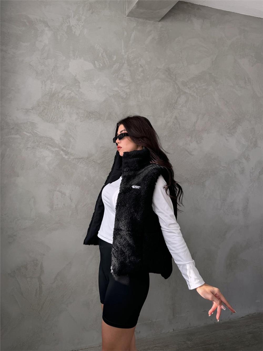 Yumoş Çift Taraflı Yelek - (S-L) - P114001 - Siyah