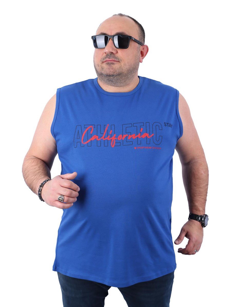 Büyük Beden Erkek Atlet Bisiklet Yaka Athletıc İndigo 22126-3