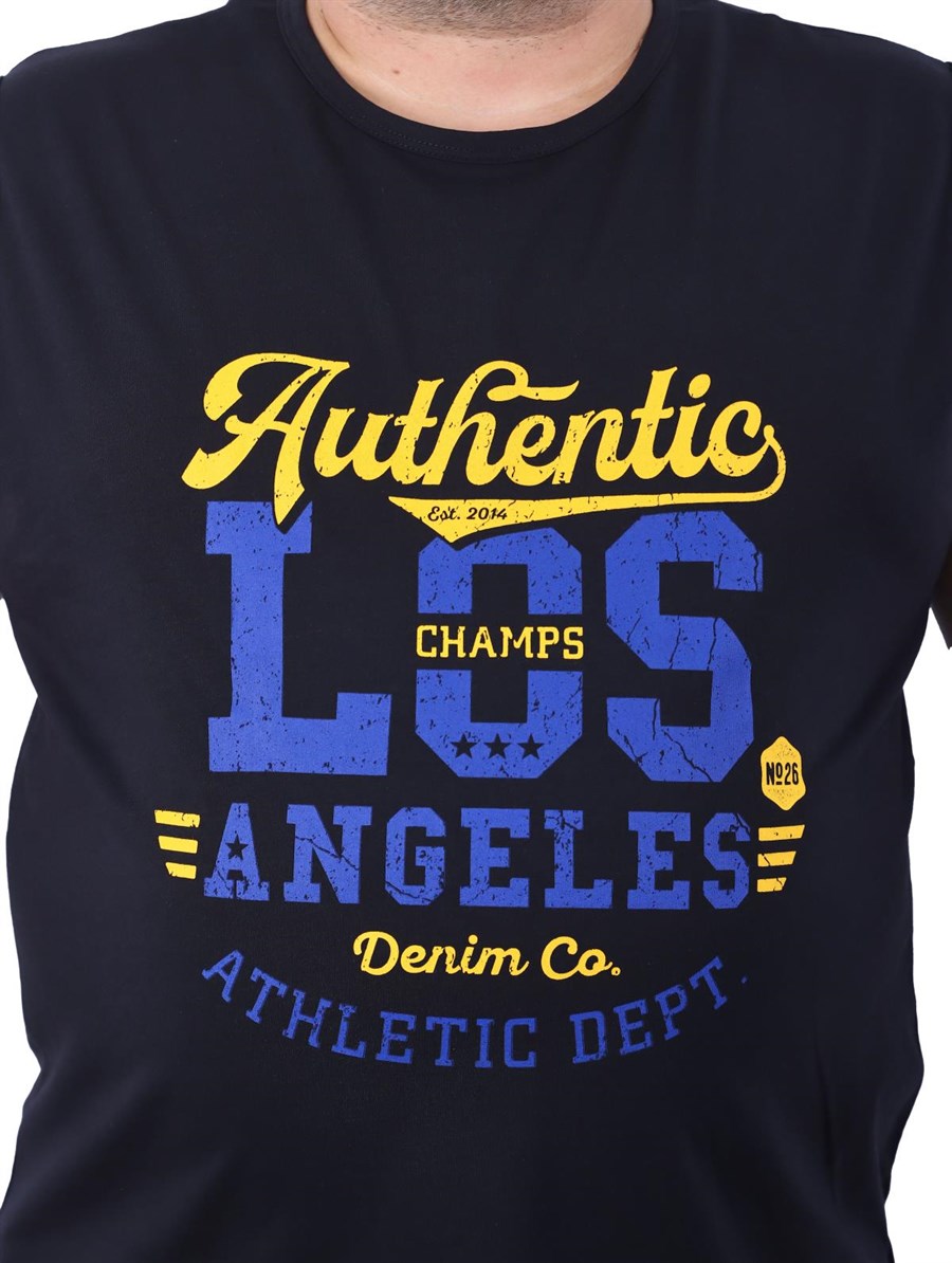 Büyük Beden Erkek Atlet Bisiklet Yaka Los Angeles Siyah 22136-1