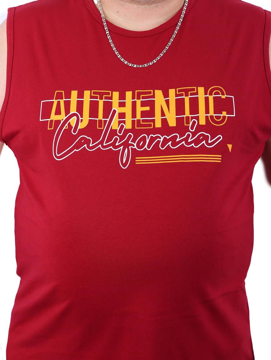 Büyük Beden Erkek Atlet Bisiklet Yaka California Bordo 22133-2