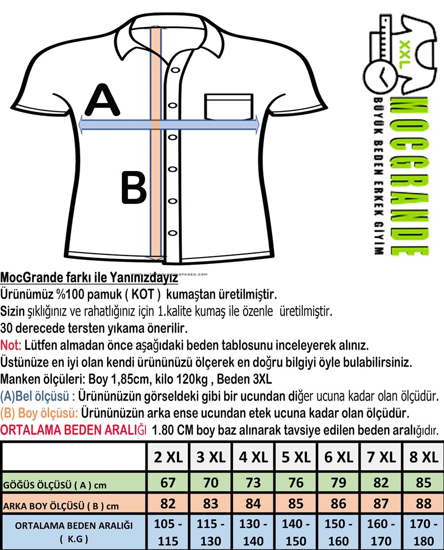 Büyük Beden Erkek Gömlek Kot Classıc Uzun Kol Mavi 22311-1
