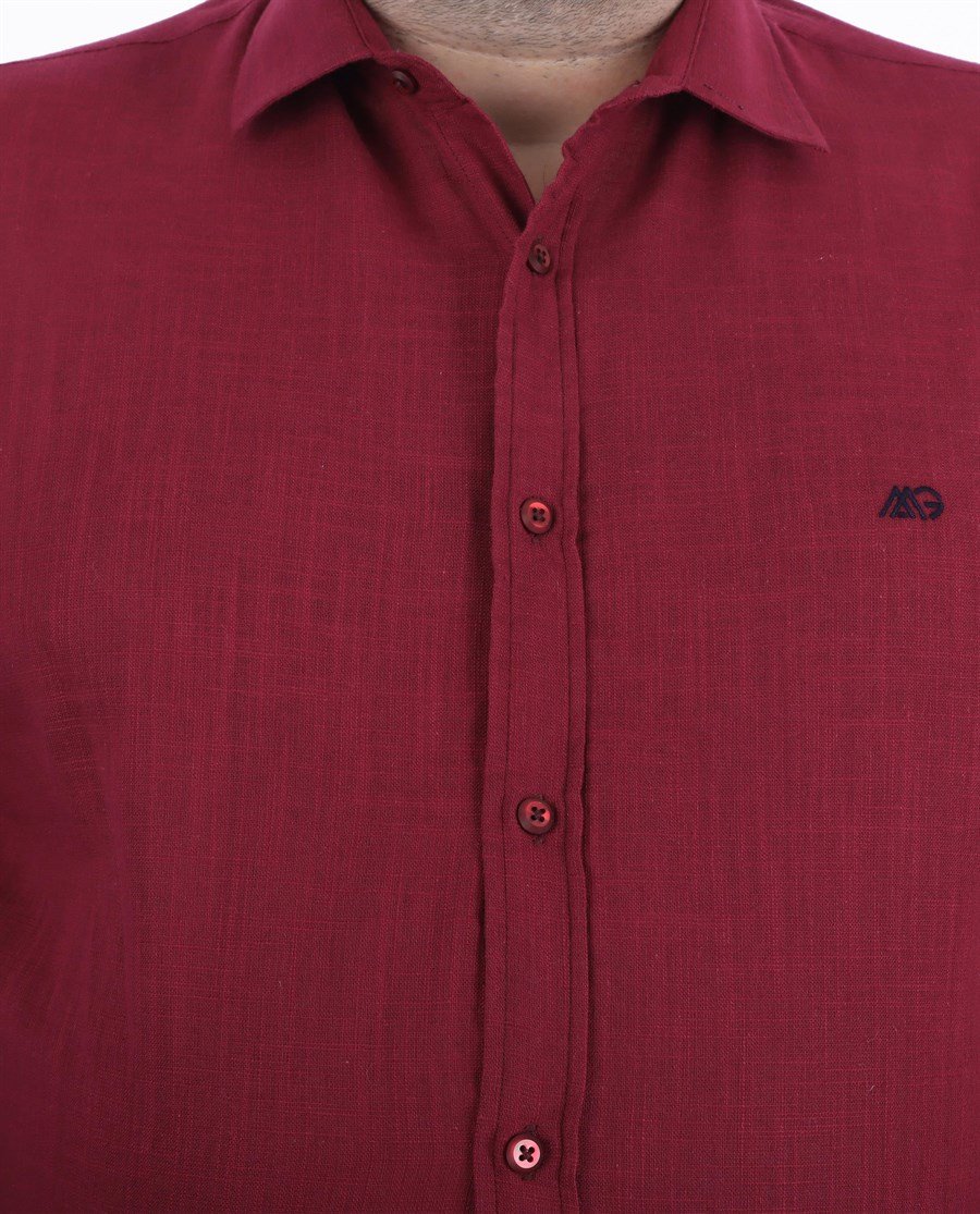 Büyük Beden Erkek Gömlek Uzun Kol Classıc Mürdüm 22308-6