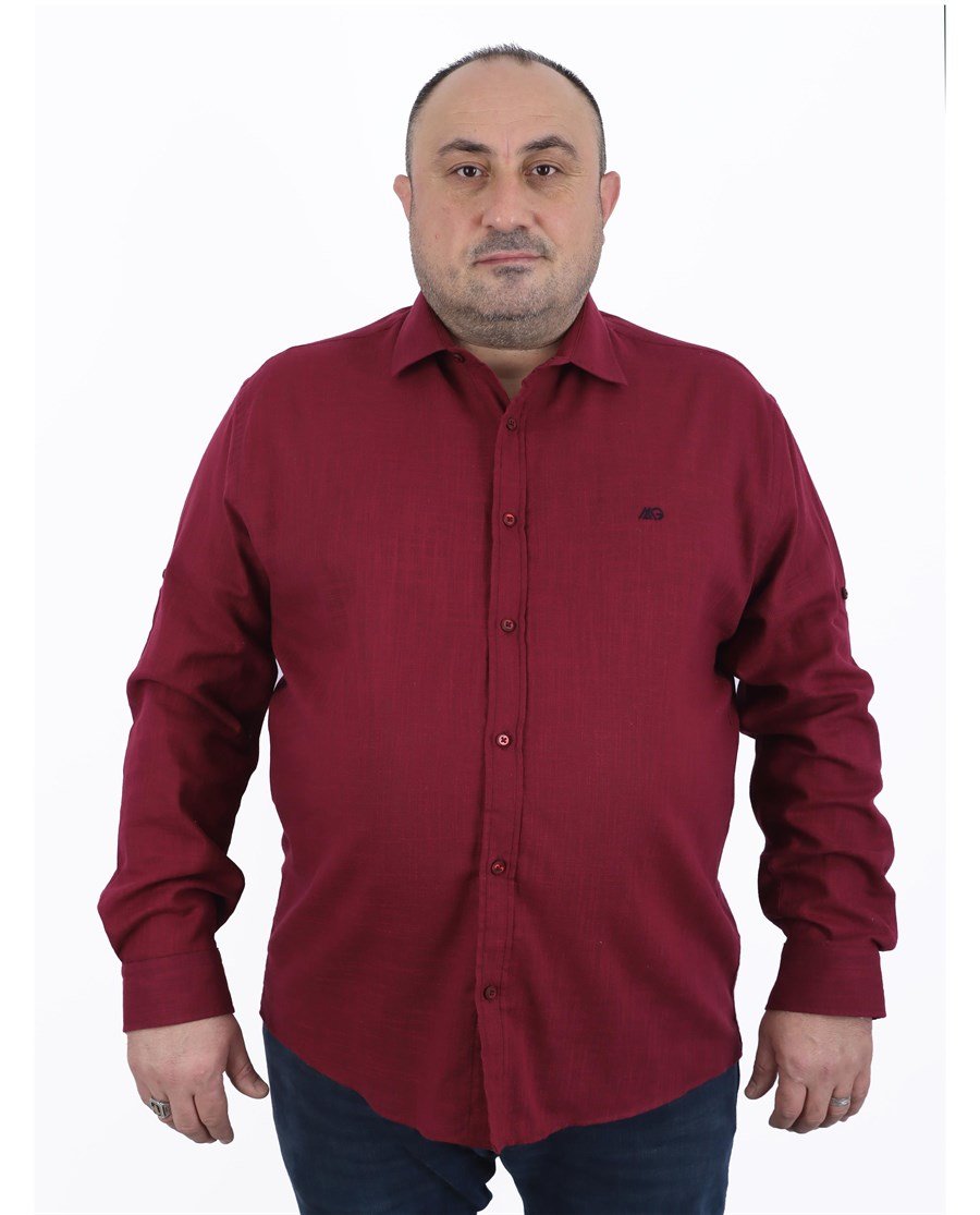Büyük Beden Erkek Gömlek Uzun Kol Classıc Mürdüm 22308-6