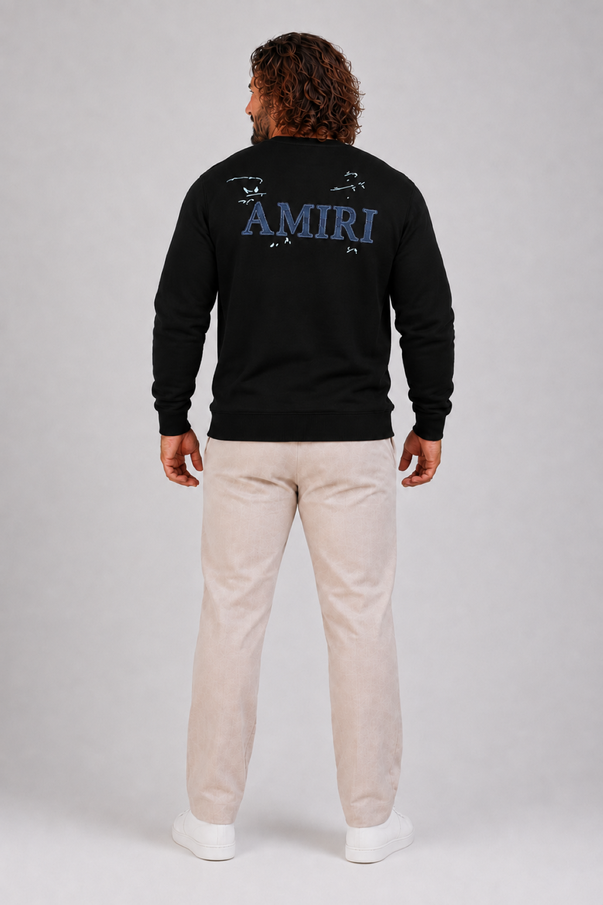 Erkek Büyük Beden Bisiklet Yaka 3ip Sweat AMR 25723 SIYAH