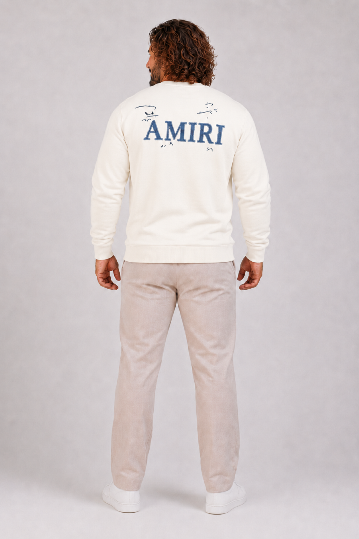 Erkek Büyük Beden Bisiklet Yaka 3ip Sweat AMR 25723 EKRU