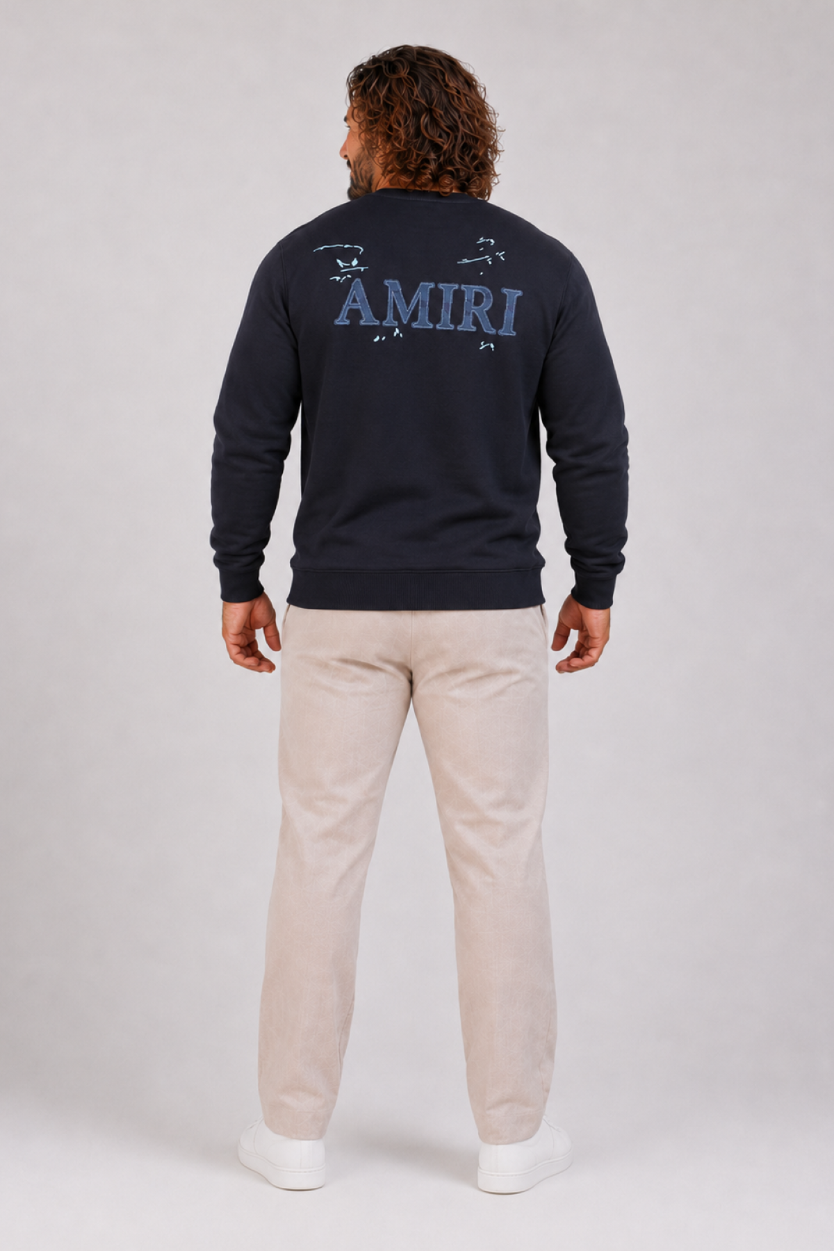 Erkek Büyük Beden Bisiklet Yaka 3ip Sweat AMR 25723 LACIVERT