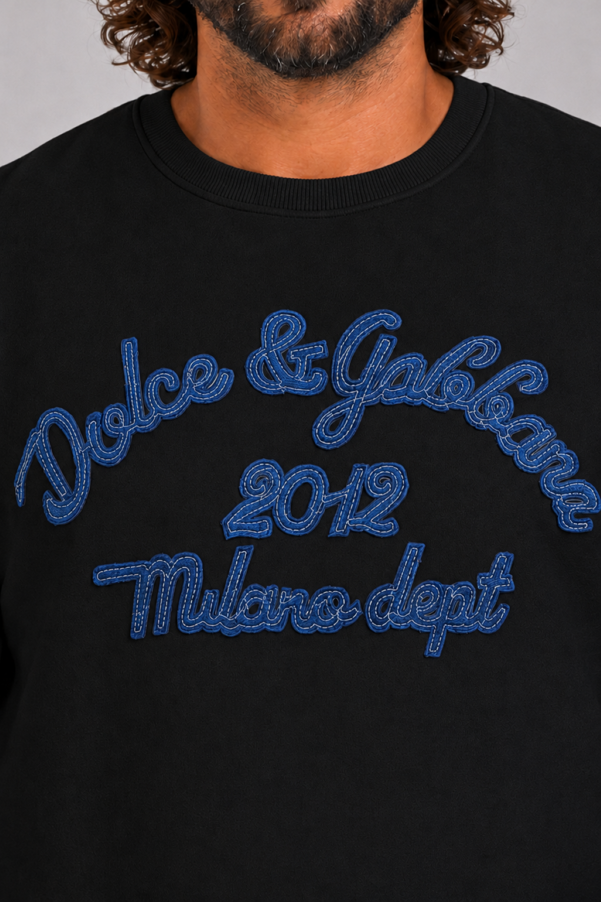 Erkek Büyük Beden Bisiklet Yaka Sweatshirt D&G 25726 SIYAH
