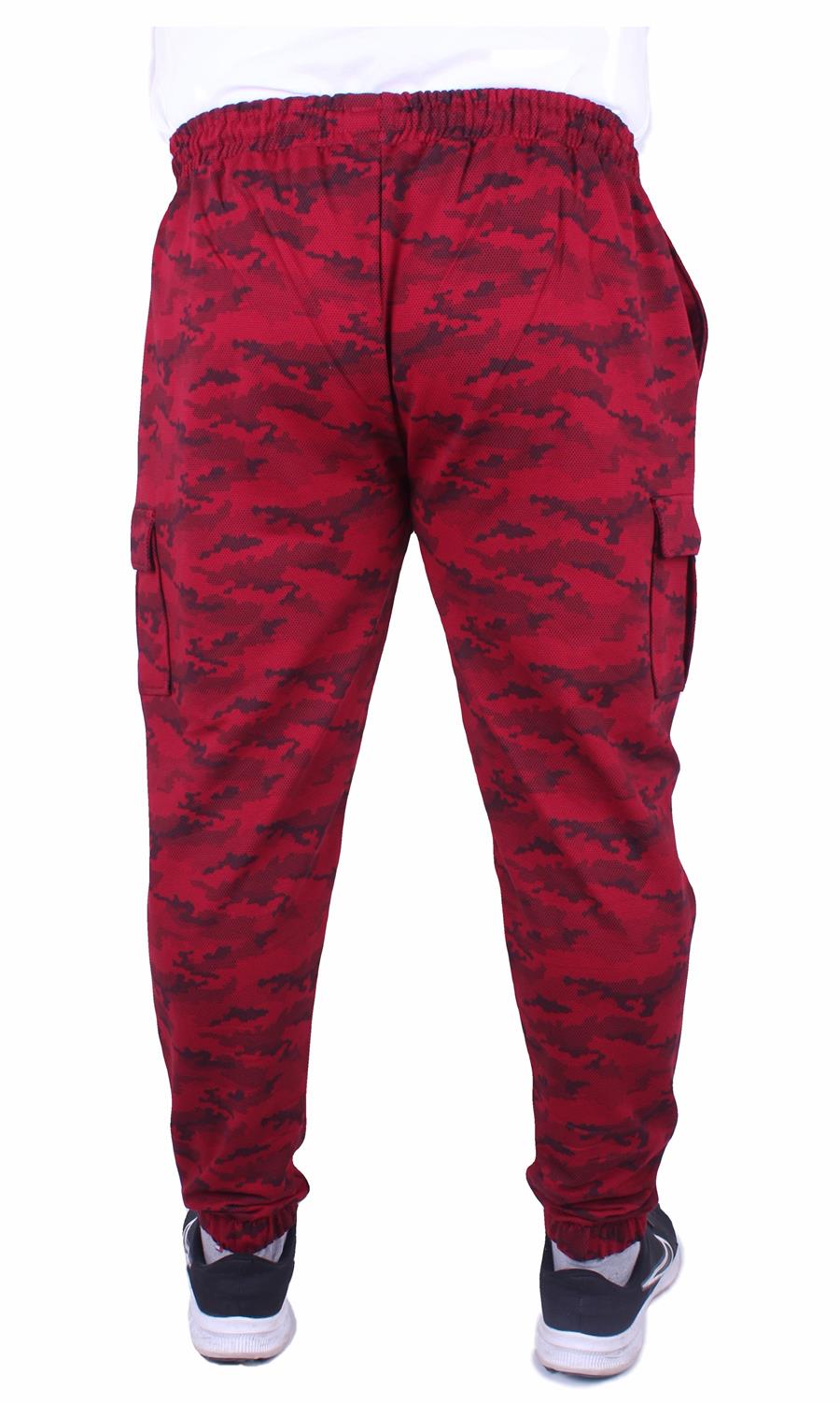 Mocgrande Battal Beden 2ip Likralı Eşofman Altı Honeycomb Camouflage 23502 BORDO